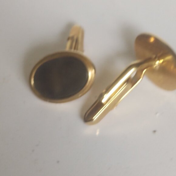 Vintage Men's Mother of Pearl inlay Gold Tone Cuff Links - Picture 5 of 5